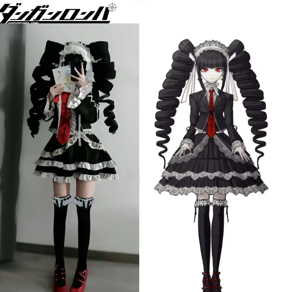 Фото Костюм для косплея Danganronpa Celestia Ludenberg: школьная форма Yasuhiro Taeko с париком для Хэллоуина, комик-конов и вечеринок №3