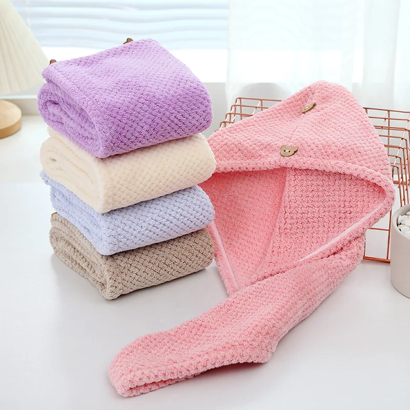 

1pcs Women Hair Drying Hat Quick-dry Hair Towel Cap Hat Bath Hat Microfiber Solid Towel Cap Super Absorption Turban Hair Dry Cap