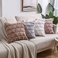 home double sided plush couch pillow office throw pillowcase solid color car back cushion covers pillow covers