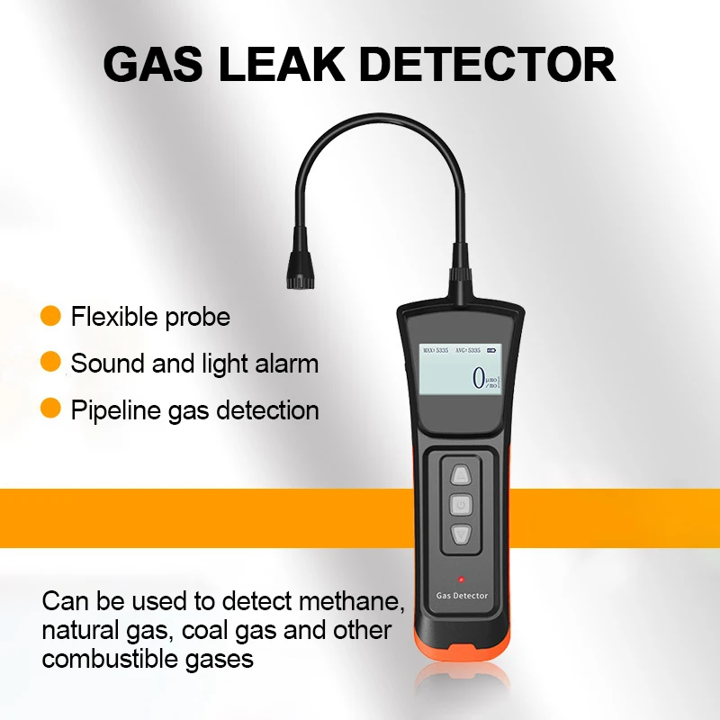 0-10000ppm Home Combustible Gas Leak Detector Professional Auto Alarm Gas Detector Flammable LPG/CH4/Natural/Coal Gas Analyzer