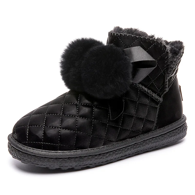 Y2k Warm Fur Women Snow Boots Cute Suede Winter Shoes Ball Boots Female Fashion Boots Non-Slip Snow Casual Comfort Flats Shoes