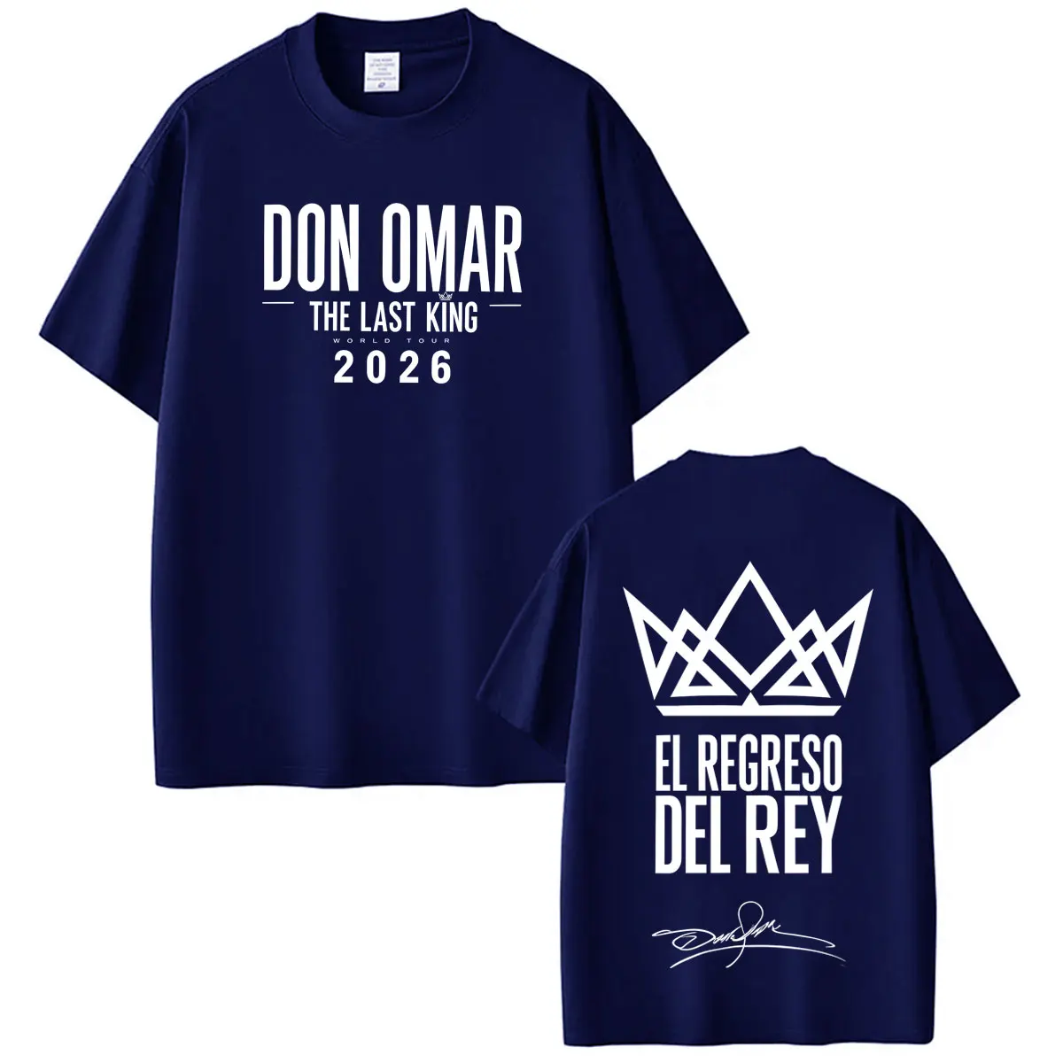 Фото Футболки с принтом Rapper Don Omar The Last King Tour 2026, модные футболки для мужчин и женщин, повседневные хлопковые свободные футболки с короткими рукавами, топы №3