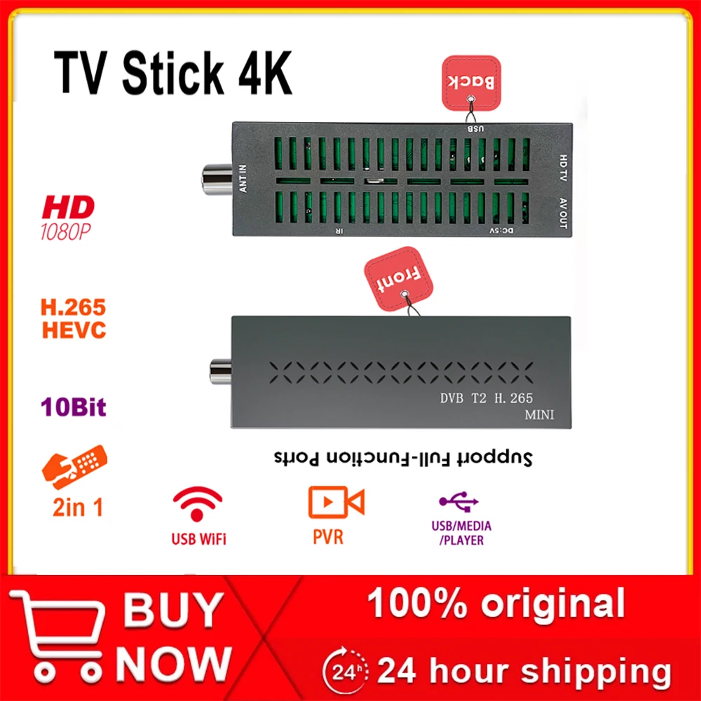 Haohsat DVB T2MINI TV Stick 4K H.265 DVB T2 Tuner Digital Receiver USB  Tuner Receiver DVB T2 Satellite Decoder Youtube TV Stick