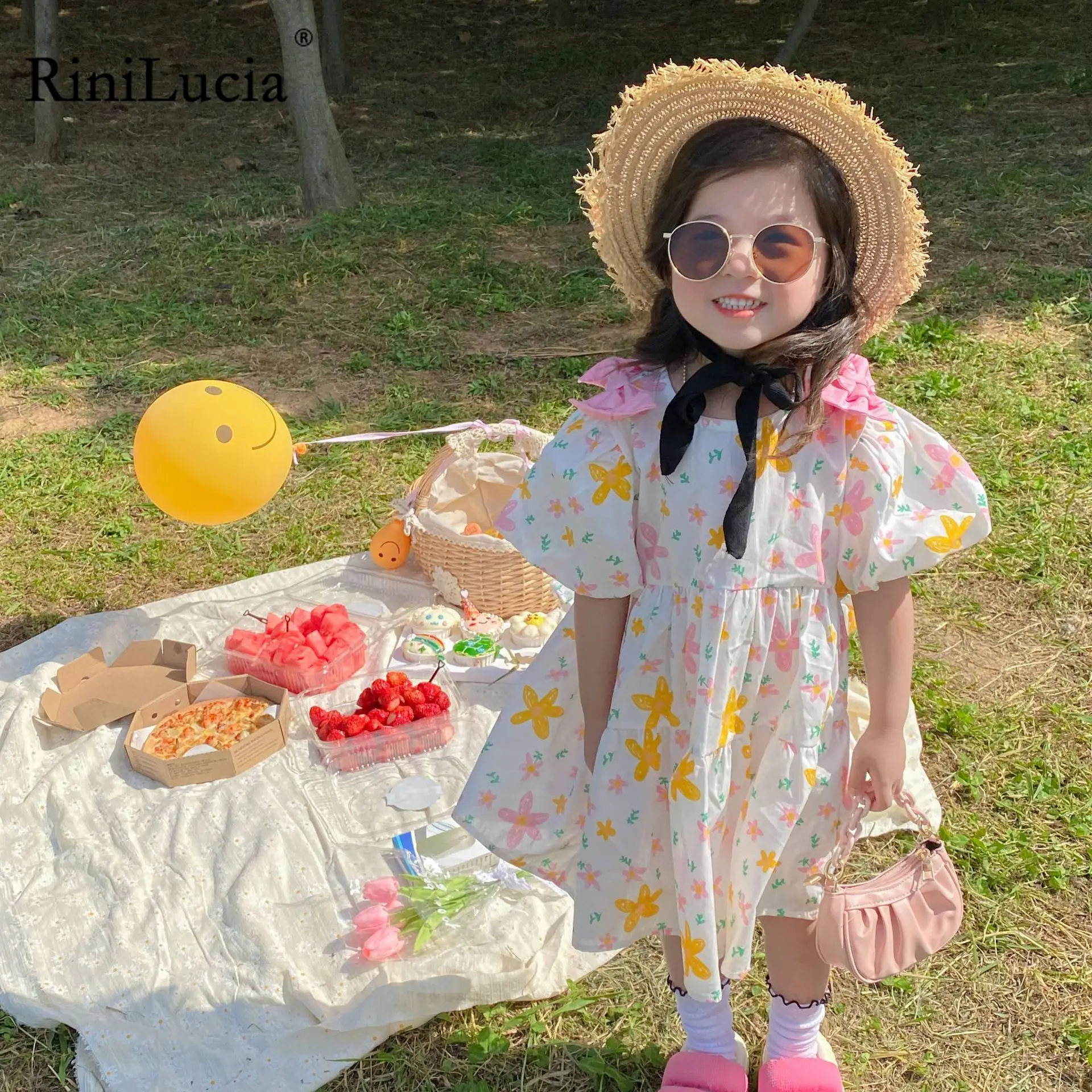 

RiniLucia Summer Casual Dress Kids Dresses For Girls Flower Girls Dress Baby Girl Party Dress Children Clothes Princess Dress