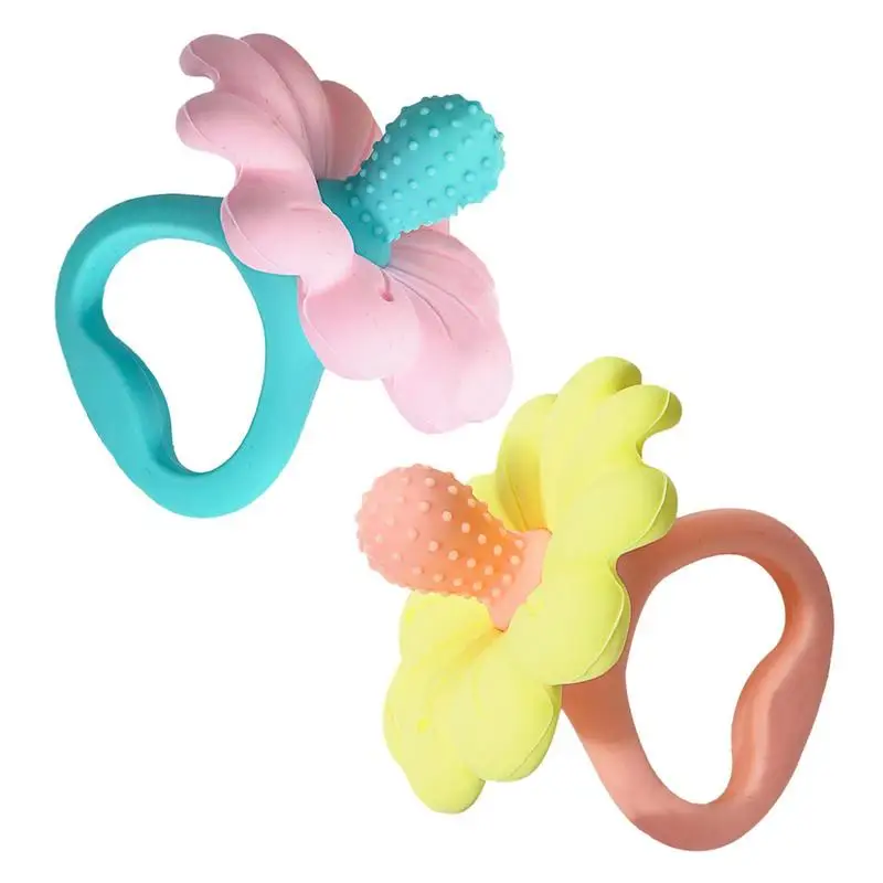 

Силиконовые игрушки-прорезыватели для зубов, детские игрушки для жевания, пищевая Мягкая форма цветка, перчатка для прорезывания зубов, сенсорное исследование