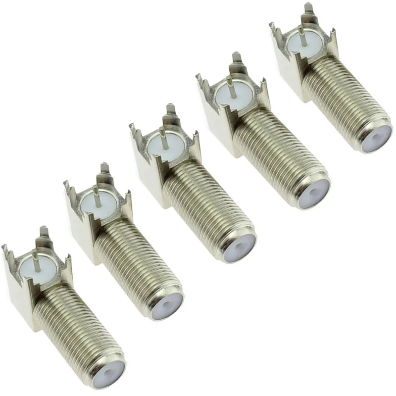 5PCS F female Socket Thru Hole plug Right Angle 90 DEGREE PCB Mount connector RF adapter