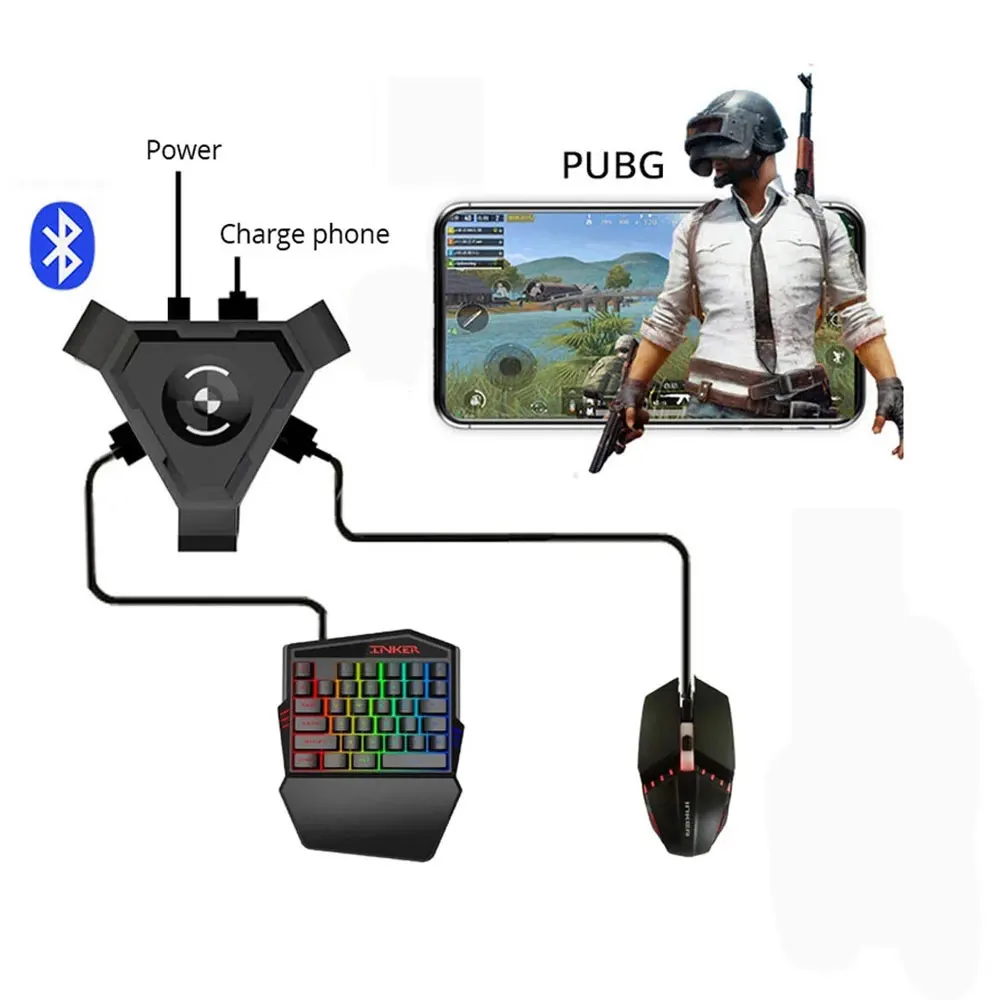 PUBG COD CF FPS Gamepad Mobile Phone Keyboard Mouse Controller Gaming Adapter Converter, Playing with Mobile Players directly
