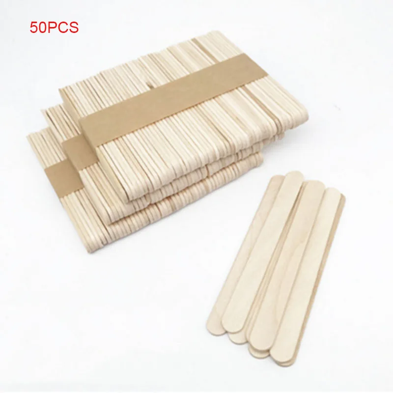 

50Pcs DIY Ice Cream Popsicle Sticks Natural Wooden Kindergarten Handmade Toys Hand Craft Art For DIY Ice Cream Tool Accessories