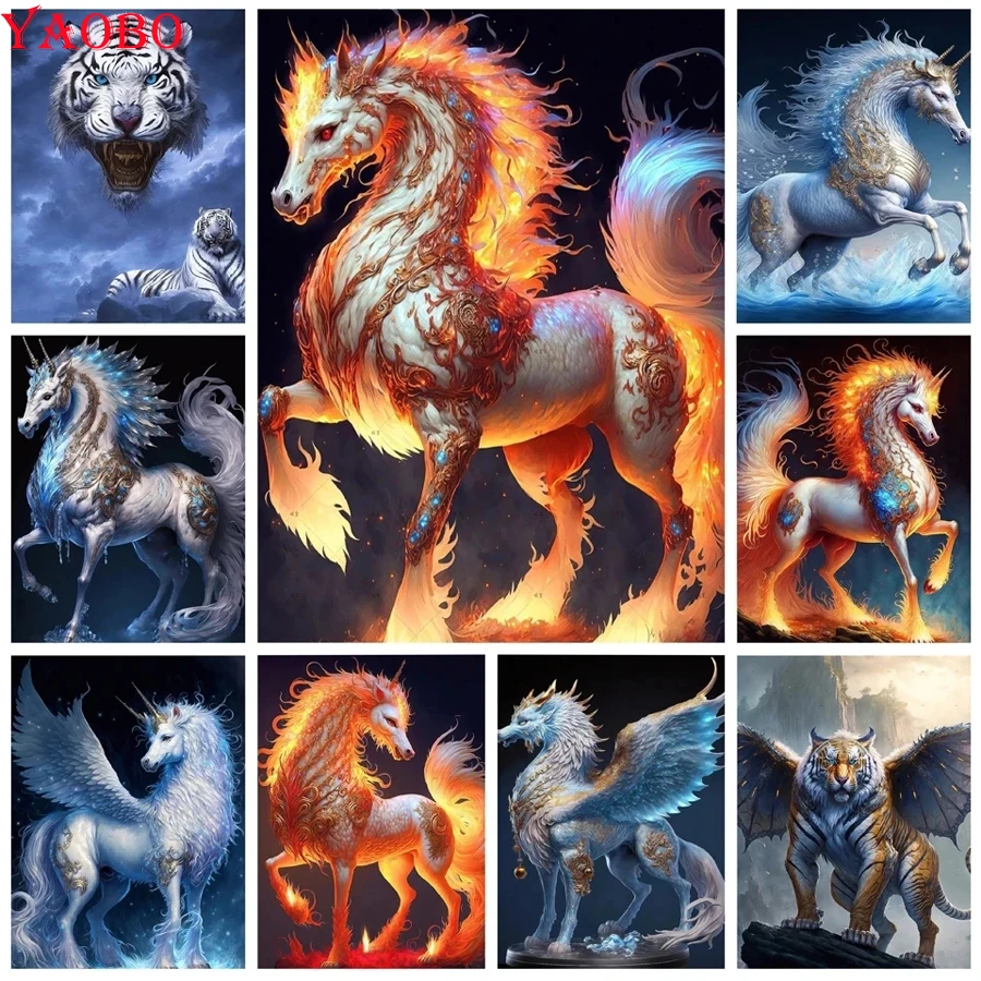 

Новинка 2023 5D алмазная живопись "сделай сам" Тигр Единорог картины Kirin вышивка Бриллиантовая мозаика 3d вышивка крестиком домашний декор