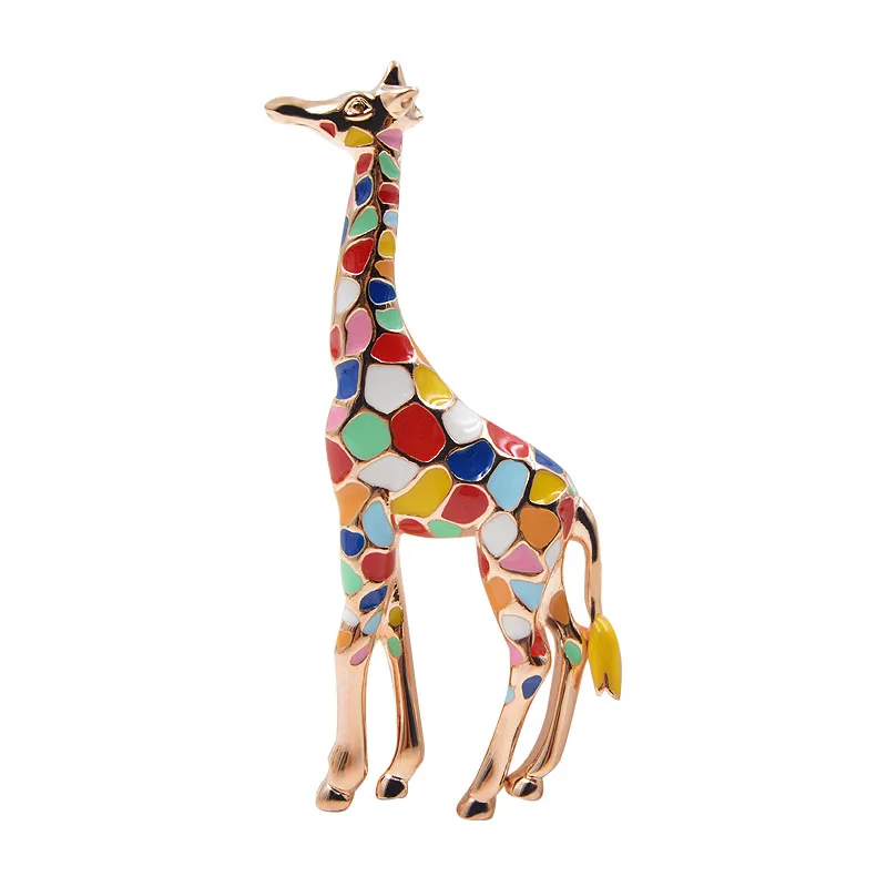 

5PCSCINDY XIANG Enamel Giraffe Brooches for Women Cute Animal Pin Fashion Jewelry Gold Color Gift For Kids Exquisite Broches