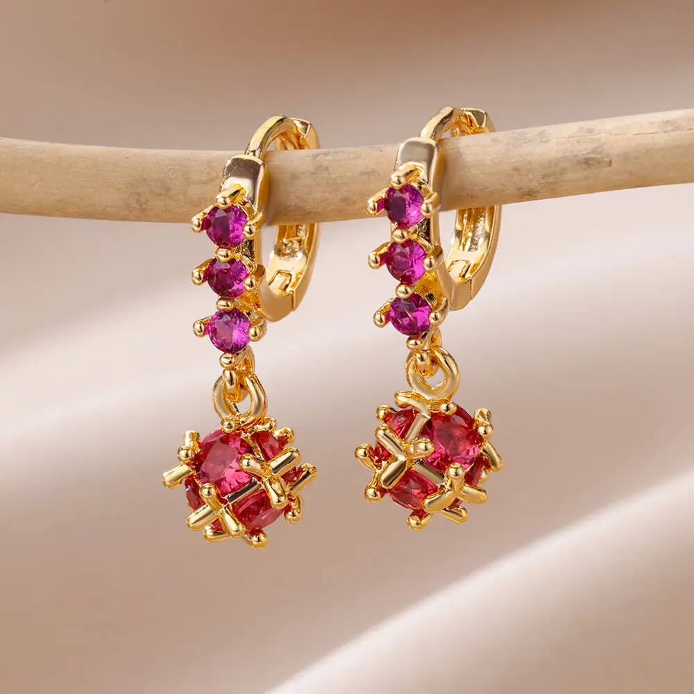 

Red Zircon Earrings for Women Stainless Steel Dangle Drop Earring 2023 Trending Luxury Designer Jewelry Free Shipping aretes