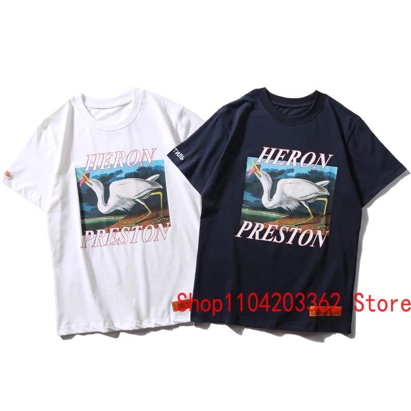 Футболка Real Photo HERON PRESTON High Street Trend с буквенным логотипом Egret Fairy Crane круглым вырезом