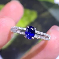 18K White Gold 0.5CT Natural Royal Blue Sapphire Ring Women Hollow Engagment Ring Gemstone Jewelry Diamond Rings Cheap Jewellery