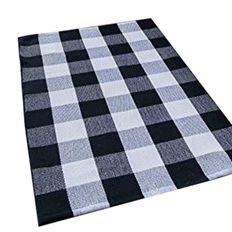 

Cotton Buffalo Plaid Check Rug 27.5 X 43 Inches Washable Woven Outdoor Rugs for Layered Door Mats Porch/Kitchen/Farmhouse Bla