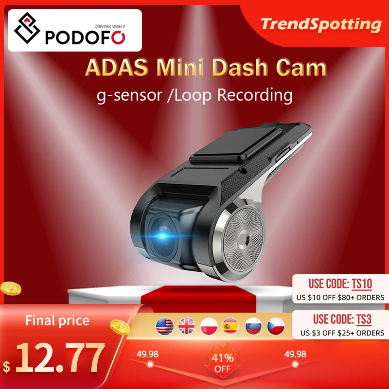 

NEW Podofo ADAS Car DVRs Android Multimedia Player Full HD DVR Dash Cam Camera LDWS Mini Auto Recorder 720P USB TF Auto Car
