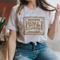 blingpaw graphic t shirts girl gang letter print t shirt cotton unisex tees golden chain element harajuku shirt fashion