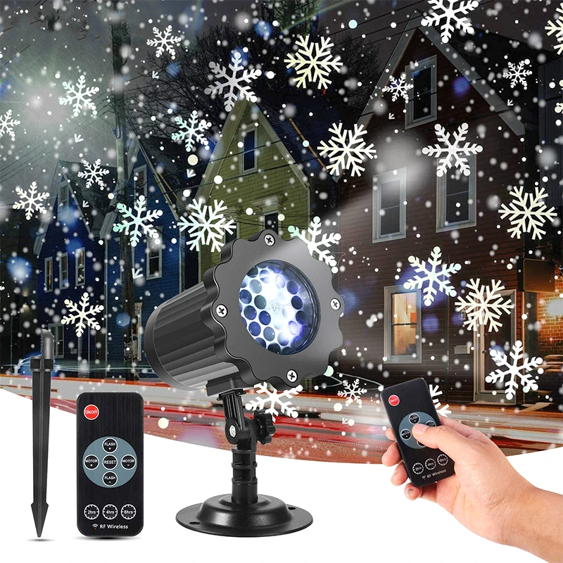 

Moving Snowfall Laser Projector Light Waterproof Christmas New Year LED Stage Lights Snowflake Xmas Party Garden Landscape Lamp
