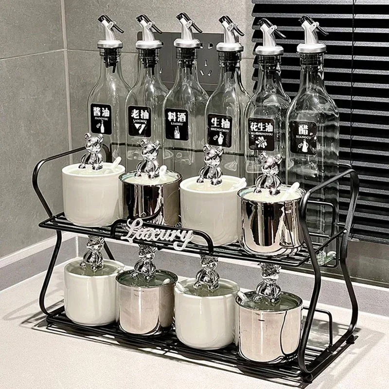 Стеклянный органайзер для специй контейнер соли перца скандинавских приправ