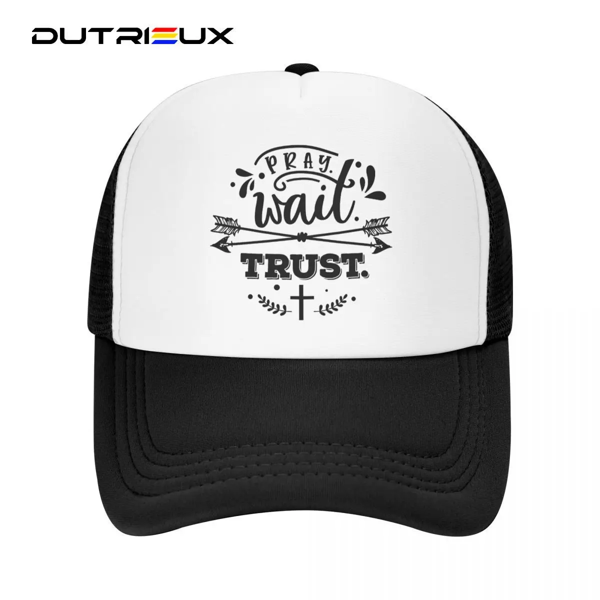 

DUTRIEUX Punk Pray Wait Trust Baseball Cap Men Women Breathable Jesus Christian Quote Trucker Hat Snapback Hats Summer Caps