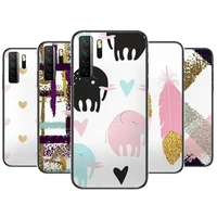 cute elephant feather black soft cover the pooh for huawei nova 8 7 6 se 5t 7i 5i 5z 5 4 4e 3 3i 3e 2i pro phone case cases