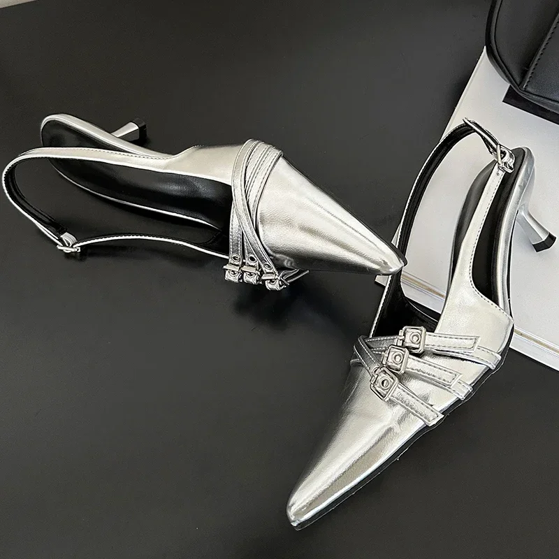 Модные сексуальные женские сандалии на высоком каблуке и ремешке с пряжкой в