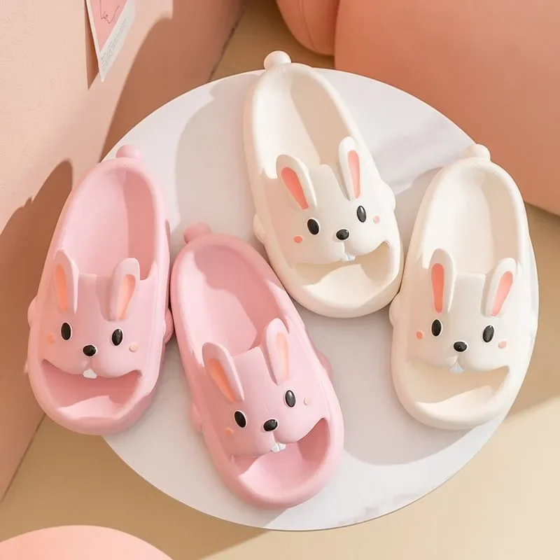 Women Summer EVA Soft Sole Cute Rabbit Slippers Beach Thick Platform Sandals Couples Non-Slip Indoor Cartoon Slippers