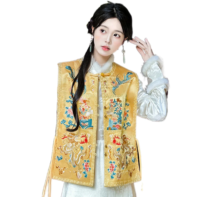 Новый китайский жилет Sle National женский осенний высококачественный без рукавов с