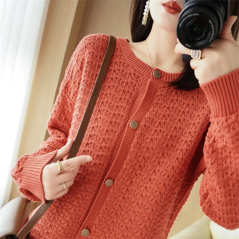 Женский свободный трикотажный кардиган из чистого хлопка с кружевом - купить по