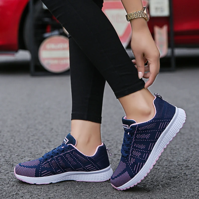 Women's Sneakers Couples Running Shoe Lace Up Breathable Lightweight Casual Sports Tennis Shoes Outdoor Walking Fitness Trainers