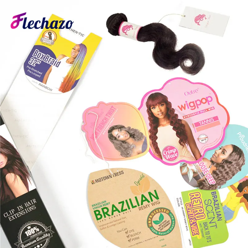 Customized Hang Tags Personalised Printed Labels Design Hair Wig Merchandise Business Labels Swing Tags Custom Clothing Tags images - 6