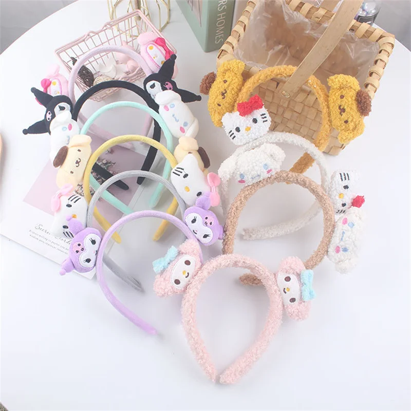 

Повязка на голову Kawaii Sanrioed, для плюшевая повязка для волос, с персонажами аниме, мягкая
