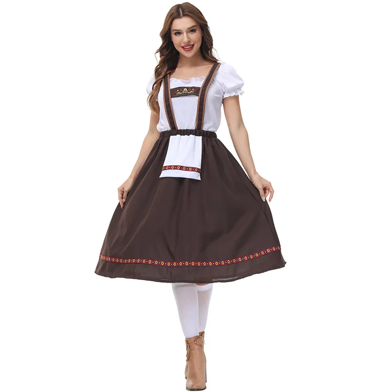 

Ladies Traditional Oktoberfest Costume Bavarian Beer Girl Cosplay Maid Suspender Skirt