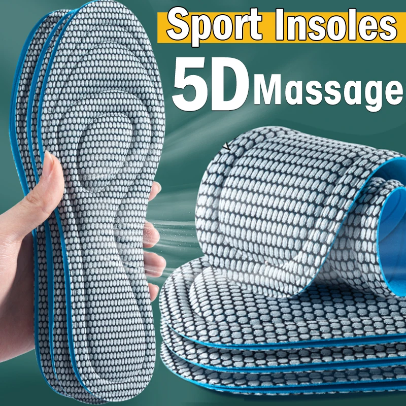 4pcs 5D Memory Foam Orthopedic Insoles For Shoes Antibacterial Deodorization Sweat Absorption Insert Sport Shoes Running Pads
