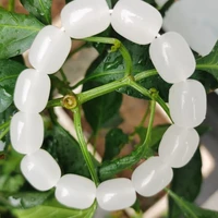 natural real hetian white chalcedony jade beads carved barrel round beads bracelets for couples woman men with jade bracelet