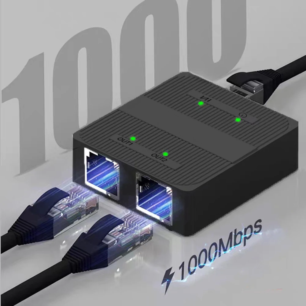 

RJ45 Splitter 1 to 2 Gigabit Ethernet Adapter 1000Mbps Internet Network Cable Extender RJ45 Network Switch for PC Laptop Router