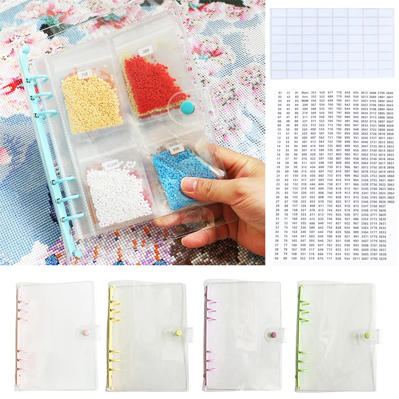 

PVC Transparent Binder Diamond Painting Storage Containers Beads Storage Book Beautiful Enclosure Loose-leaf Bag Ziplock Bags