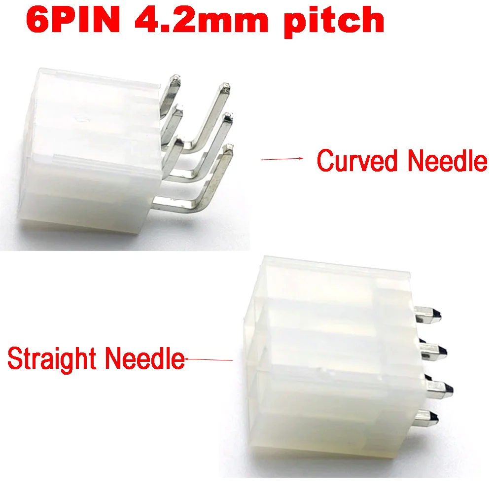 

50pc 4.2mm pitch 5559 White 6P Female Socket Straight/Curved needle PC Computer ATX Graphics Card GPU PCI-E PCIE Power Connector