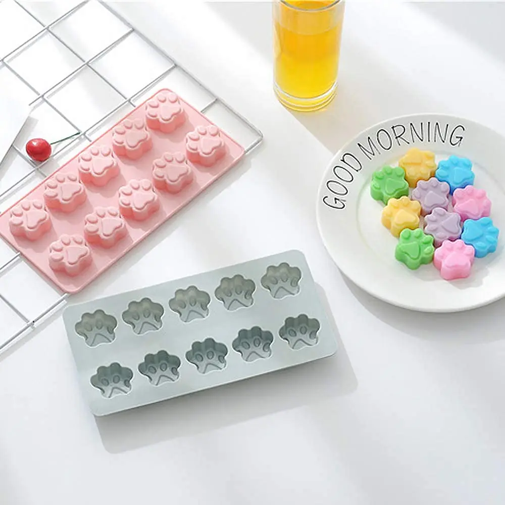 10 ячеек мультяшная собачья кошачья лапа розовые силиконовые формы для торта