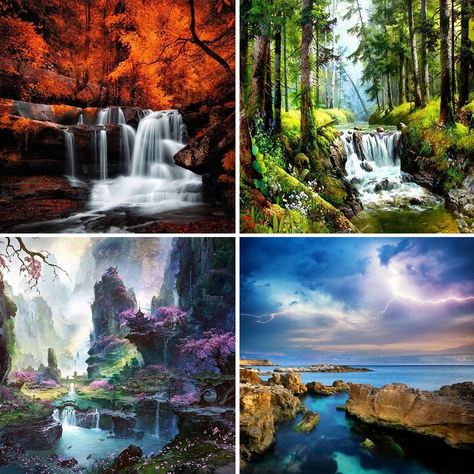 

Алмазная 5D картина «сделай сам», пейзаж, водопад, вышивка крестиком, полный набор для алмазной вышивки, украшение для дома, подарок