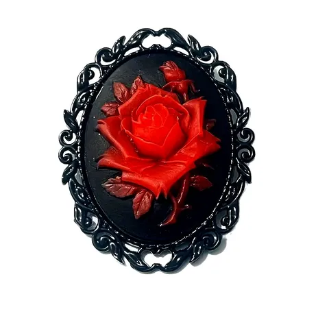 Винтажная брошь Onebeading с черной розой