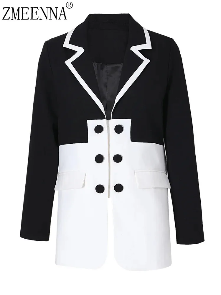 ZMEENNA черный блейзер с цветными блоками женский элегантный новый свободный пиджак