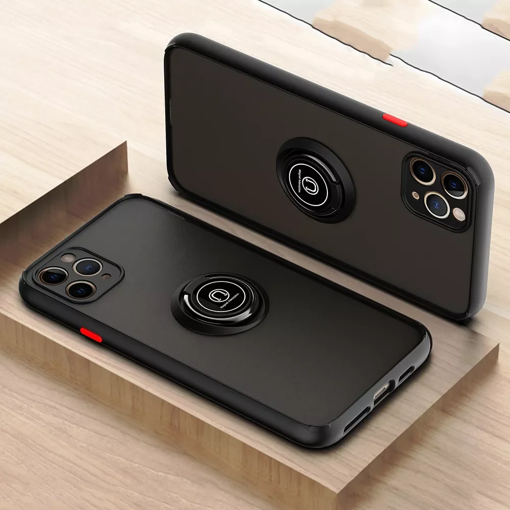 

Camera Len Protection Case Coque For iPhone 11 12 13 Pro Max X XR XS Max 6 7 8 Plus SE Ring Stand Holder Back Matte Cover