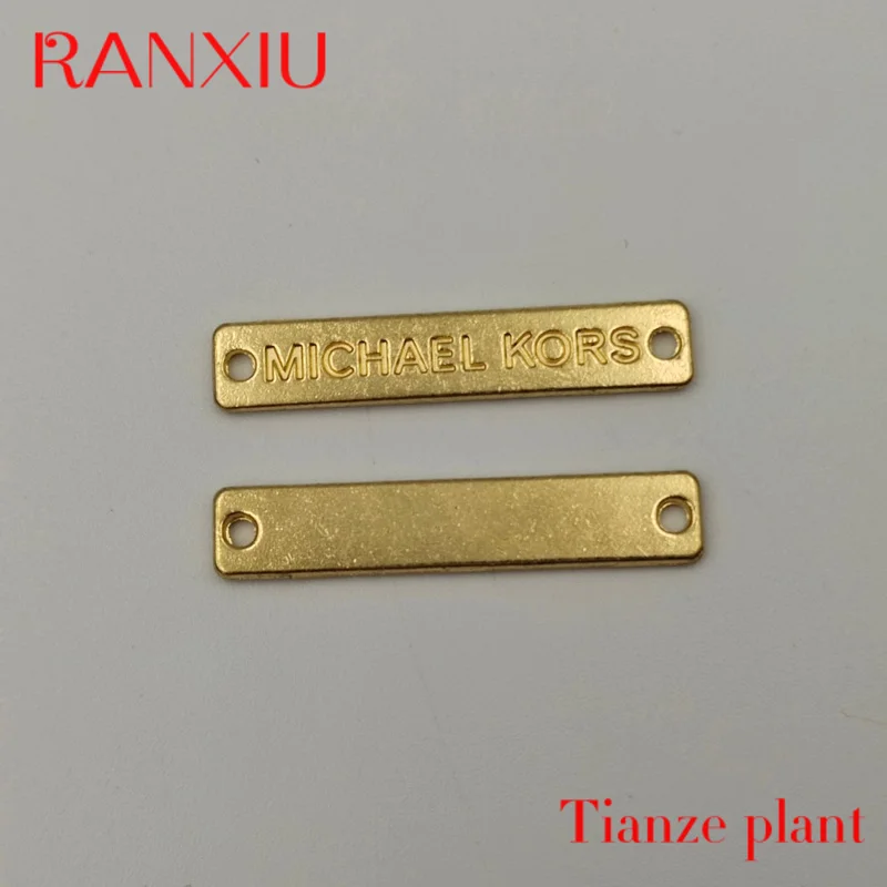 Золотая прямоугольная гравировка логотипа на заказ металлический логотип