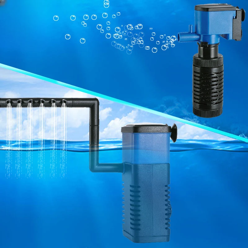 

3W Mini Pump Aquarium Fish Tank Filter 3 in 1 sponge filtering + Water Flow+Air Increase Oxygen Submersible Water Purifie