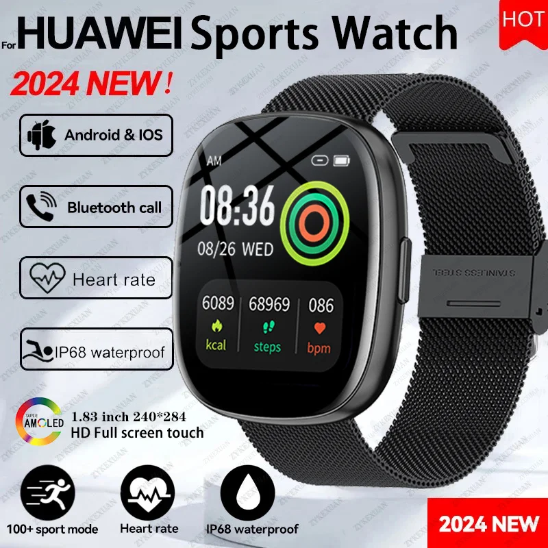 Для Huawei Xiaomi Смарт-часы Мужчины Женщины 1 83-дюймовый HD AMOLED Полный сенсорный экран