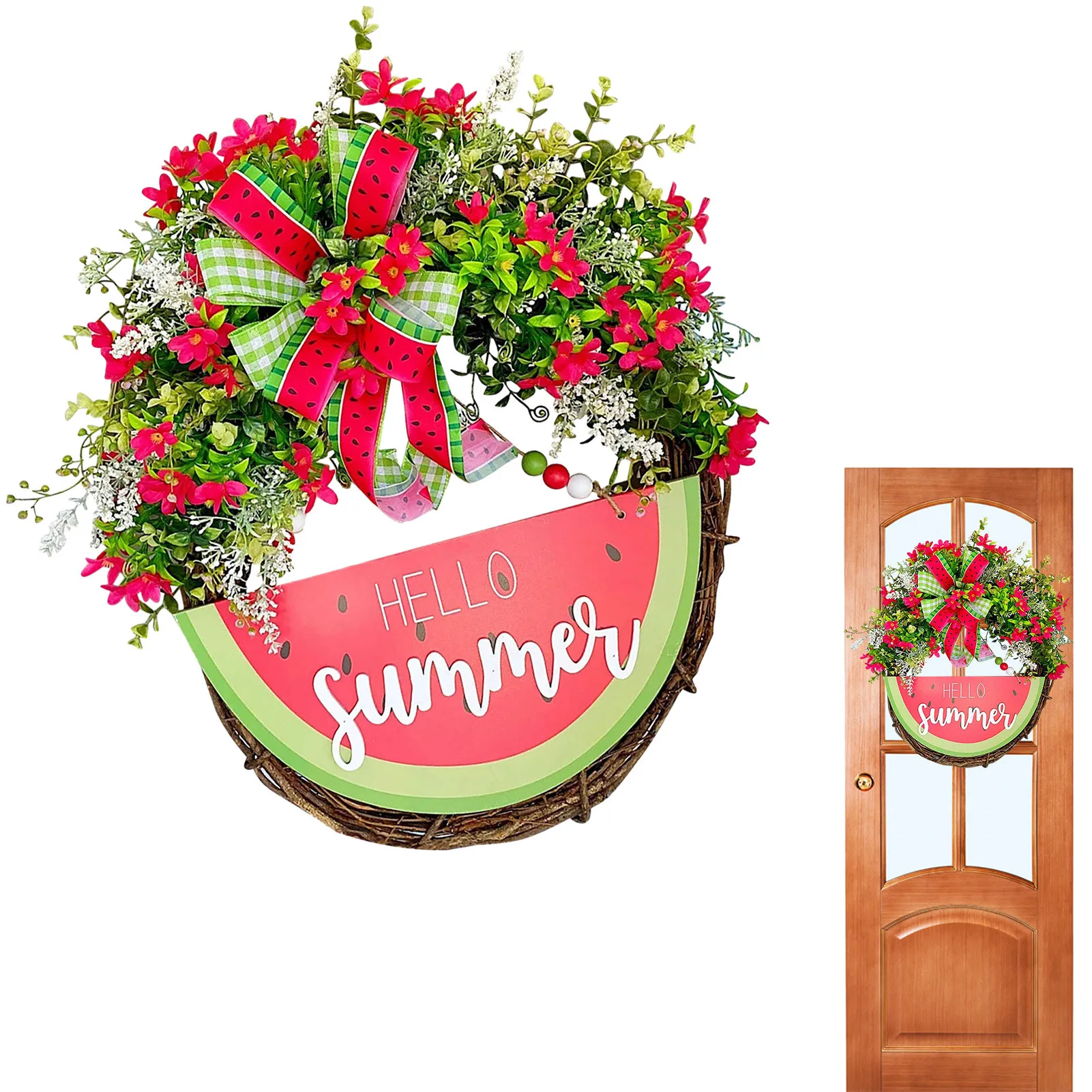 

Watermelon Wreaths For Front Door Watermelon Door Decor Wreath With Bow Sweet Summertime Wreath For Garden Home Wedding Festival