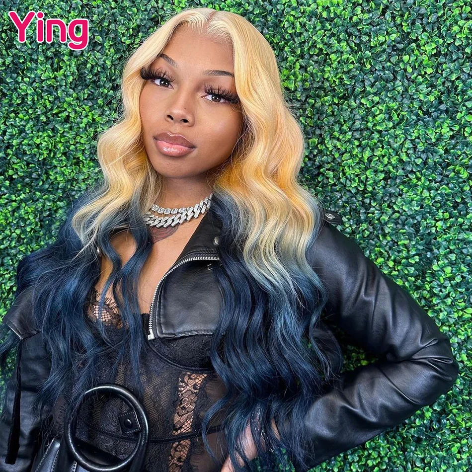 

Ying Hair Blonde With Dark Bleu 13x6 Body Wave #613 Blonde Lace Frontal Wig 180% Brazilian Remy 13X4 Transparent Lace Front Wigs