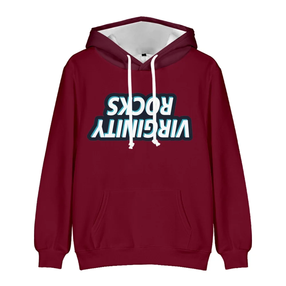 

New Hoodies Danny Duncan Virginity Rocks Mirrored Maroon Hoodie 3D Trendy Print Hip Hop Hoody Casual All-match Harajuku Men