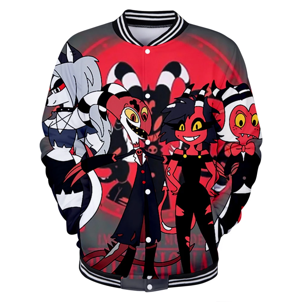 

Helluva Boss Anime Tracksuit Baseball Uniform Women Men's Jacket Long Sleeve Harajuku Streetwear Helluva 2 Cartoon 3D Clothes
