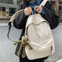 solid color classics students backpack women casual fashion pendant backpack simple shoulder backpack girls gift
